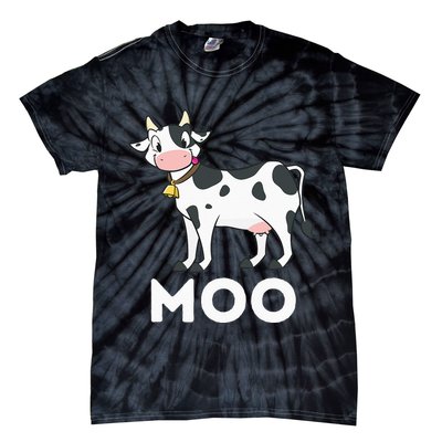 Moo Funny Cow Lover Famer Cattle Ranch Dairy Farming Tie-Dye T-Shirt