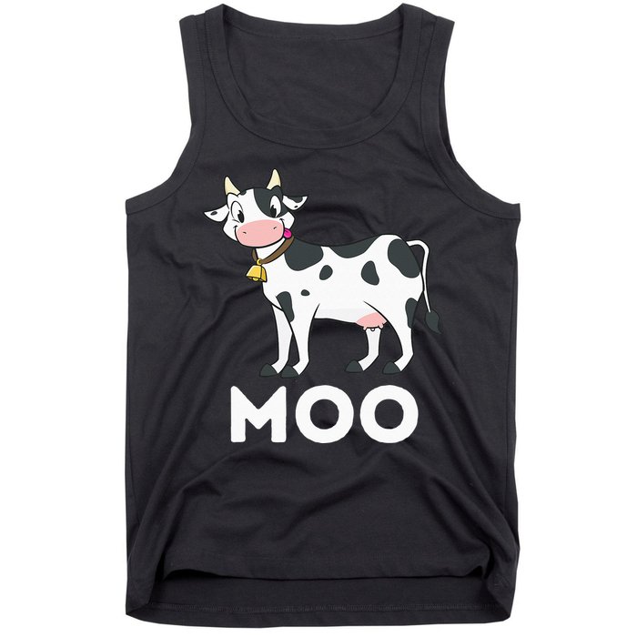 Moo Funny Cow Lover Famer Cattle Ranch Dairy Farming Tank Top