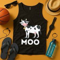 Moo Funny Cow Lover Famer Cattle Ranch Dairy Farming Tank Top