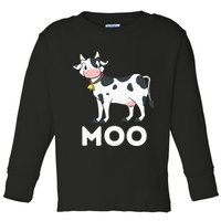Moo Funny Cow Lover Famer Cattle Ranch Dairy Farming Toddler Long Sleeve Shirt
