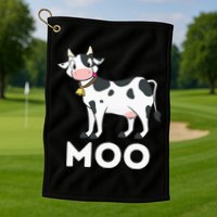 Moo Funny Cow Lover Famer Cattle Ranch Dairy Farming Golf Towel