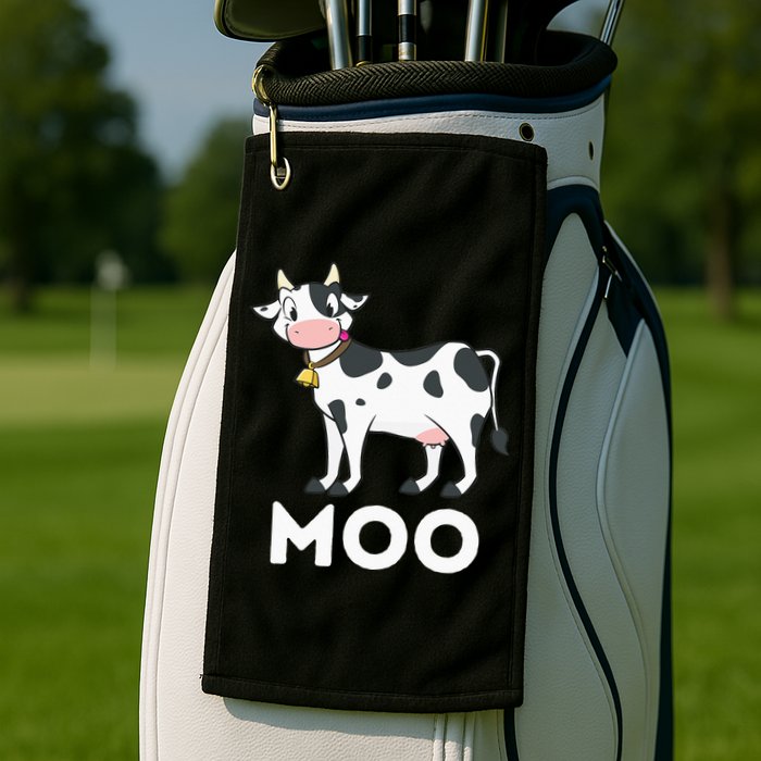 Moo Funny Cow Lover Famer Cattle Ranch Dairy Farming Golf Towel