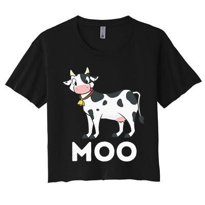 Moo Funny Cow Lover Famer Cattle Ranch Dairy Farming Crop Top