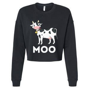 Moo Funny Cow Lover Famer Cattle Ranch Dairy Farming Cropped Pullover Crew