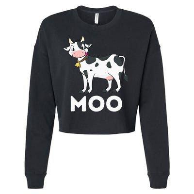 Moo Funny Cow Lover Famer Cattle Ranch Dairy Farming Cropped Pullover Crew