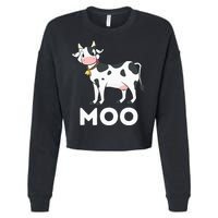 Moo Funny Cow Lover Famer Cattle Ranch Dairy Farming Cropped Pullover Crew