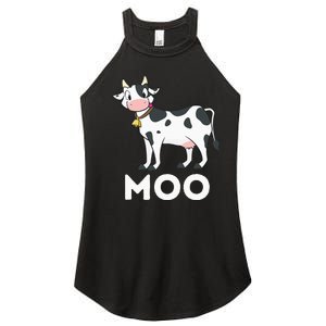 Moo Funny Cow Lover Famer Cattle Ranch Dairy Farming Women's Perfect Tri Rocker Tank