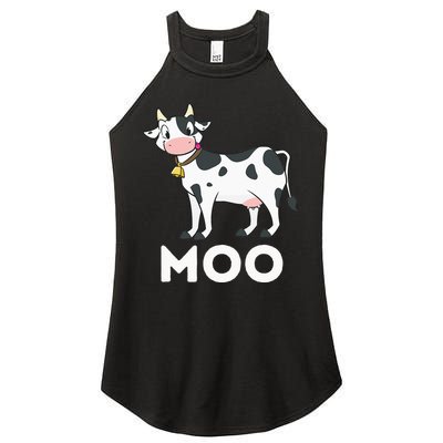 Moo Funny Cow Lover Famer Cattle Ranch Dairy Farming Women's Perfect Tri Rocker Tank