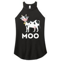 Moo Funny Cow Lover Famer Cattle Ranch Dairy Farming Women's Perfect Tri Rocker Tank