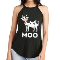 Moo Funny Cow Lover Famer Cattle Ranch Dairy Farming Women's Perfect Tri Rocker Tank