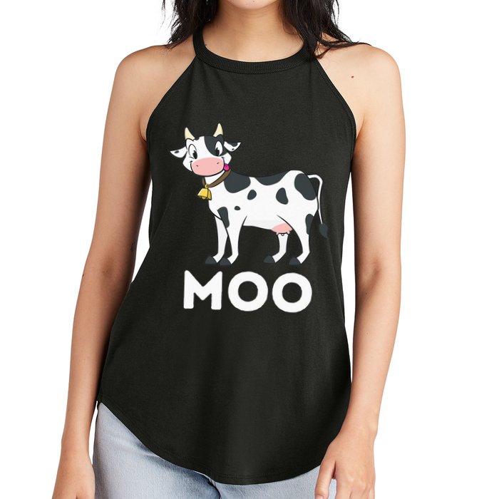 Moo Funny Cow Lover Famer Cattle Ranch Dairy Farming Women's Perfect Tri Rocker Tank