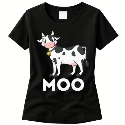 Moo Funny Cow Lover Famer Cattle Ranch Dairy Farming Womens T-Shirt