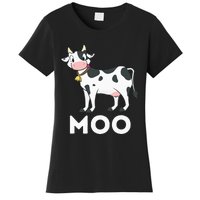 Moo Funny Cow Lover Famer Cattle Ranch Dairy Farming Women's T-Shirt