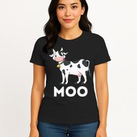 Moo Funny Cow Lover Famer Cattle Ranch Dairy Farming Womens T-Shirt