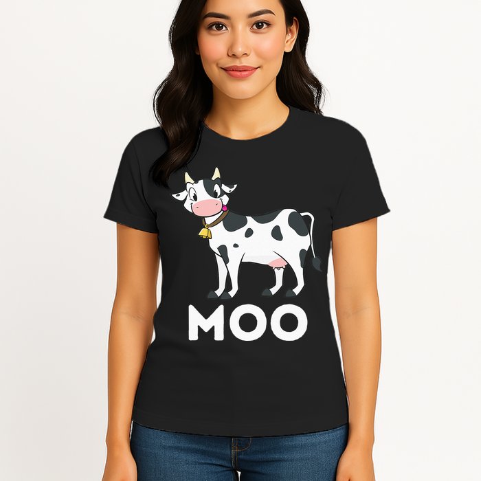 Moo Funny Cow Lover Famer Cattle Ranch Dairy Farming Womens T-Shirt