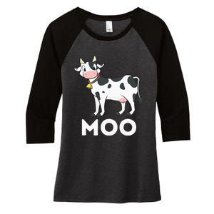 Moo Funny Cow Lover Famer Cattle Ranch Dairy Farming Women's Tri-Blend 3/4-Sleeve Raglan Shirt