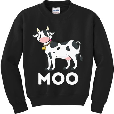 Moo Funny Cow Lover Famer Cattle Ranch Dairy Farming Kids Sweatshirt