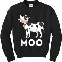 Moo Funny Cow Lover Famer Cattle Ranch Dairy Farming Kids Sweatshirt