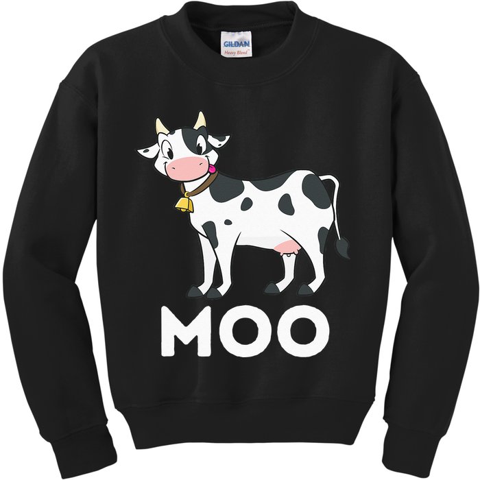 Moo Funny Cow Lover Famer Cattle Ranch Dairy Farming Kids Sweatshirt