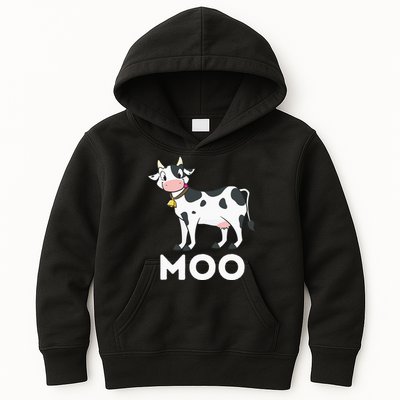 Moo Funny Cow Lover Famer Cattle Ranch Dairy Farming Kids Hoodie