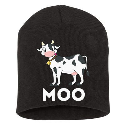 Moo Funny Cow Lover Famer Cattle Ranch Dairy Farming Short Acrylic Beanie