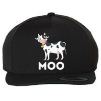Moo Funny Cow Lover Famer Cattle Ranch Dairy Farming Wool Snapback Cap