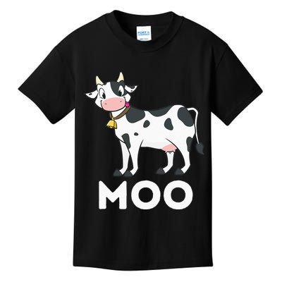 Moo Funny Cow Lover Famer Cattle Ranch Dairy Farming Kids T-Shirt