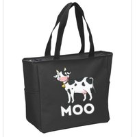 Moo Funny Cow Lover Famer Cattle Ranch Dairy Farming Zip Tote Bag