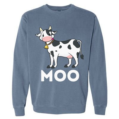 Moo Funny Cow Lover Famer Cattle Ranch Dairy Farming Garment-Dyed Sweatshirt