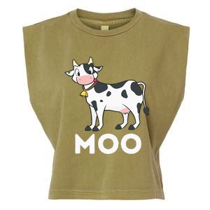 Moo Funny Cow Lover Famer Cattle Ranch Dairy Farming Garment-Dyed Women's Muscle Tee