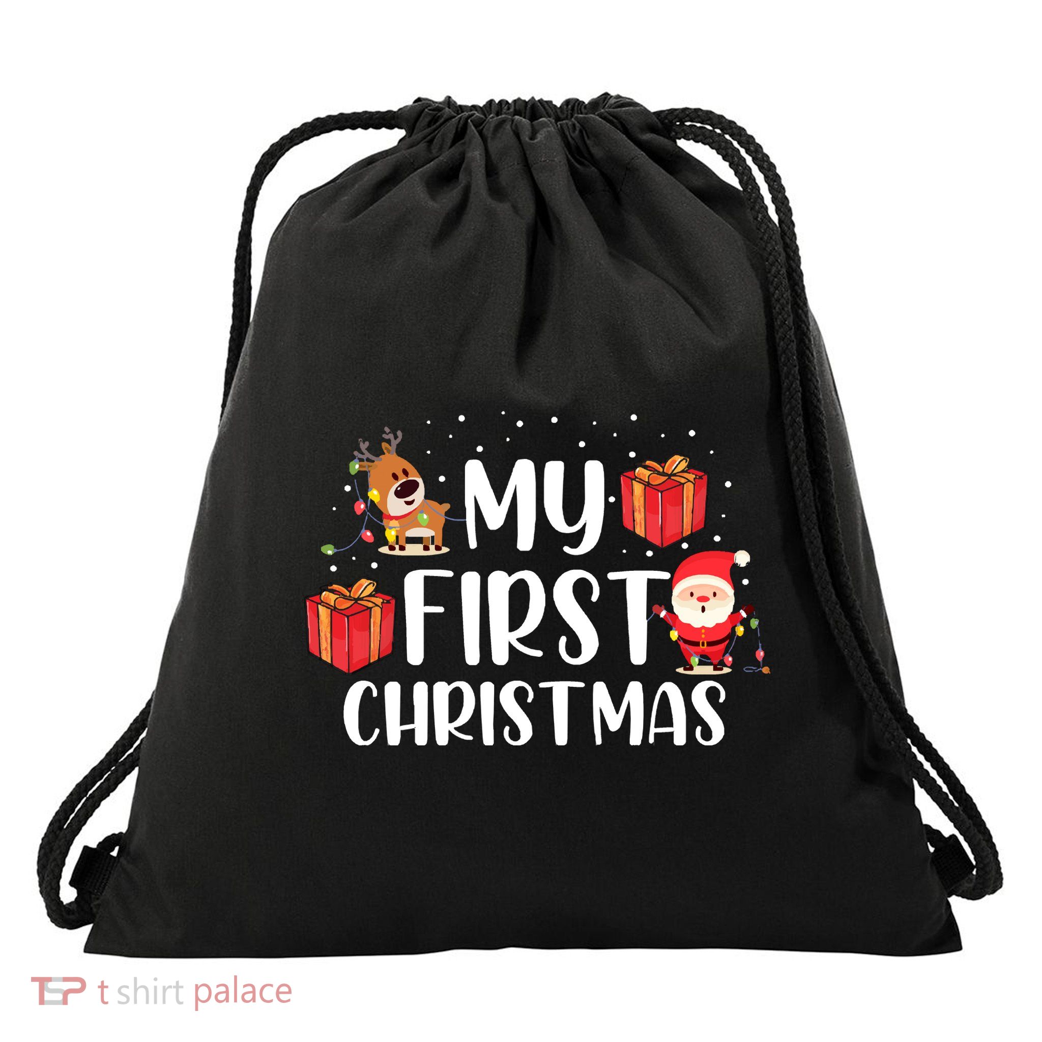 My First Christmas Sweater Drawstring Bag