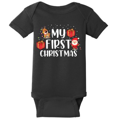 My First Christmas Sweater Baby Bodysuit
