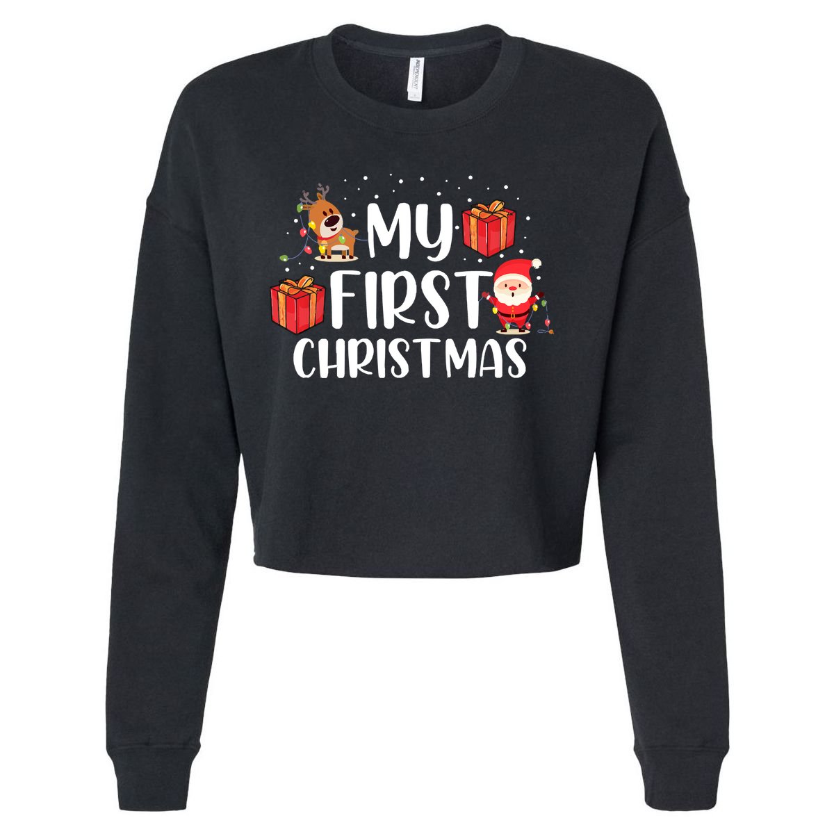 My First Christmas Sweater Cropped Pullover Crew