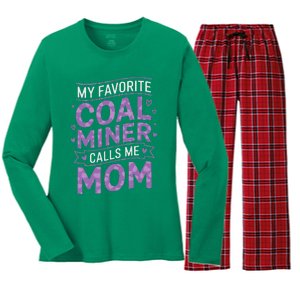 My Favorite Coal Miner Calls Me Mom For Coal Miner Mom Women's Long Sleeve Flannel Pajama Set 