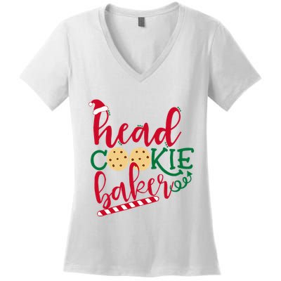 Matching Family Christmas Baking Head Cookie Baker Women's V-Neck T-Shirt