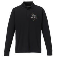 My Favorite Color Is Christmas Lights Funny Saying Xmas Performance Long Sleeve Polo