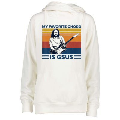 My Favorite Chord Is Gsus Jesus Playing Guitar Womens Funnel Neck Pullover Hood