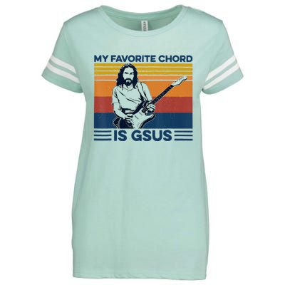 My Favorite Chord Is Gsus Jesus Playing Guitar Enza Ladies Jersey Football T-Shirt