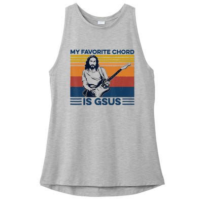 My Favorite Chord Is Gsus Jesus Playing Guitar Ladies PosiCharge Tri-Blend Wicking Tank