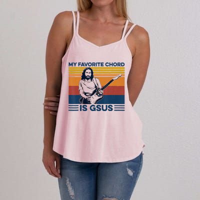 My Favorite Chord Is Gsus Jesus Playing Guitar Women's Strappy Tank