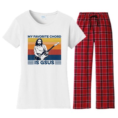 My Favorite Chord Is Gsus Jesus Playing Guitar Women's Flannel Pajama Set