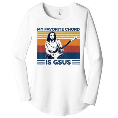 My Favorite Chord Is Gsus Jesus Playing Guitar Women's Perfect Tri Tunic Long Sleeve Shirt