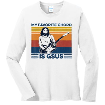 My Favorite Chord Is Gsus Jesus Playing Guitar Ladies Long Sleeve Shirt