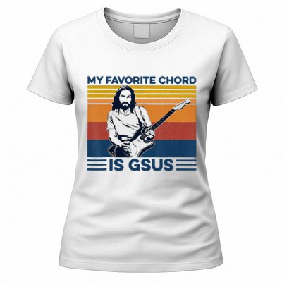 My Favorite Chord Is Gsus Jesus Playing Guitar Women's T-Shirt