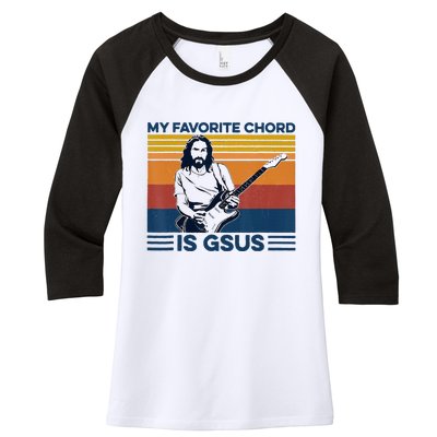 My Favorite Chord Is Gsus Jesus Playing Guitar Women's Tri-Blend 3/4-Sleeve Raglan Shirt