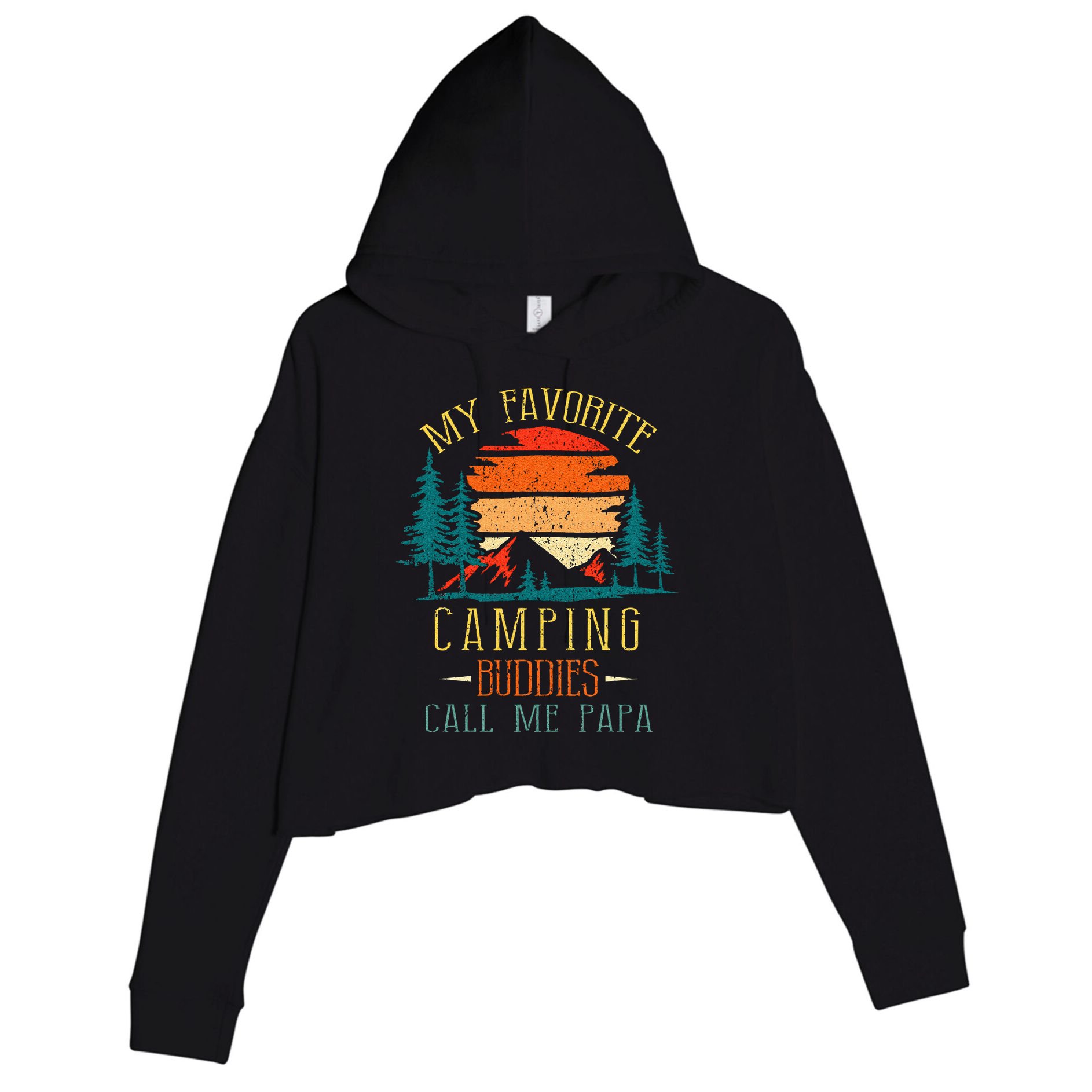 My Favorite Camping Buddies Call Me Papa Funny Family Father Crop Fleece Hoodie