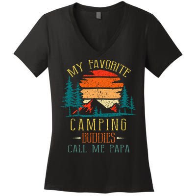 My Favorite Camping Buddies Call Me Papa Funny Family Father Women's V-Neck T-Shirt
