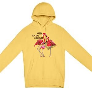 Merry Flocking Christmas Day Pink Flamingo Xmas Holidays Gift Premium Pullover Hoodie