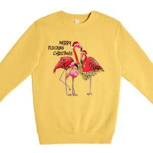 Merry Flocking Christmas Day Pink Flamingo Xmas Holidays Gift Premium Crewneck Sweatshirt