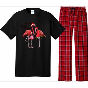 Merry Flocking Christmas Day Pink Flamingo Xmas Holidays Gift Pajama Set